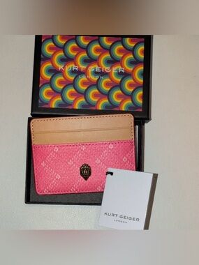NWT Kurt Geiger Pink and Tan Card Holder